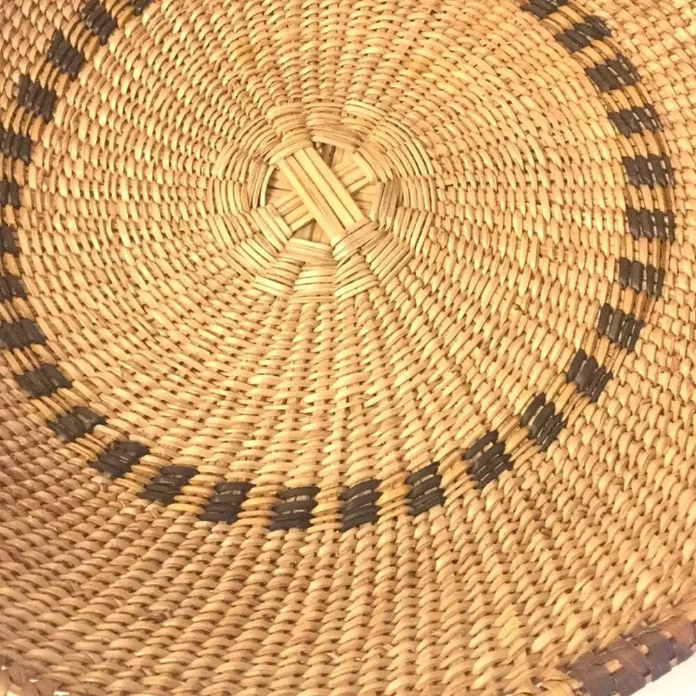 Handmade weaved basket Ghana centerpiece EUC